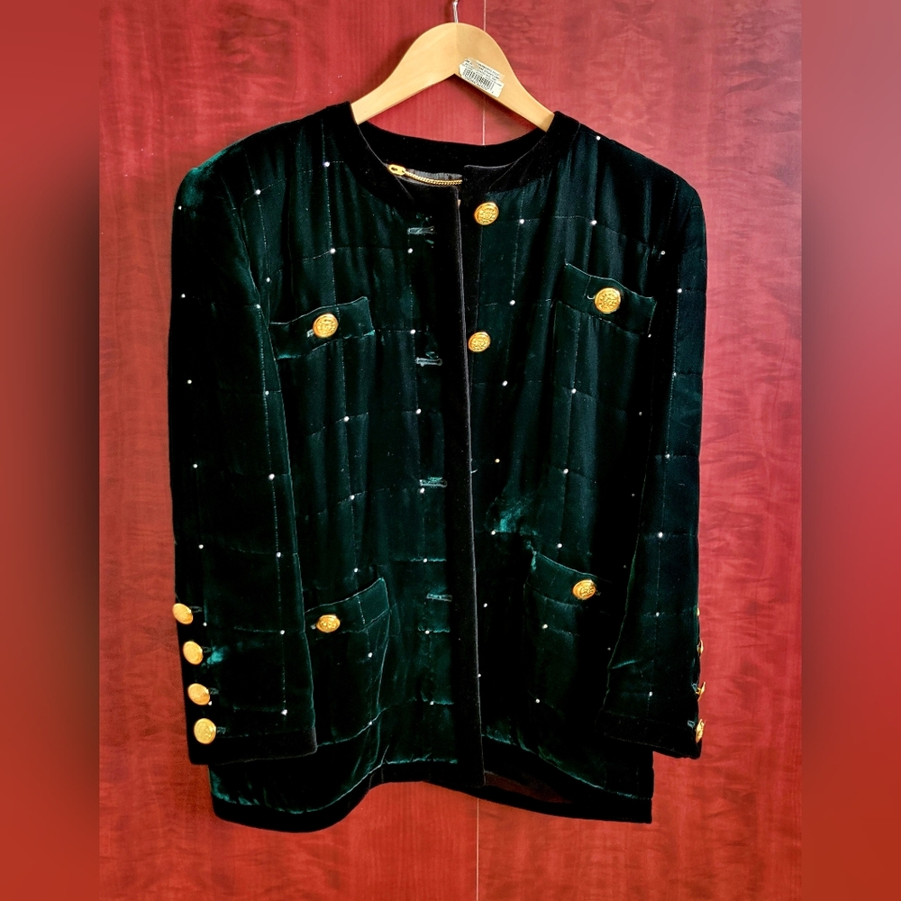 Escada Vintage Velvet blazer emerald green, lined in silk